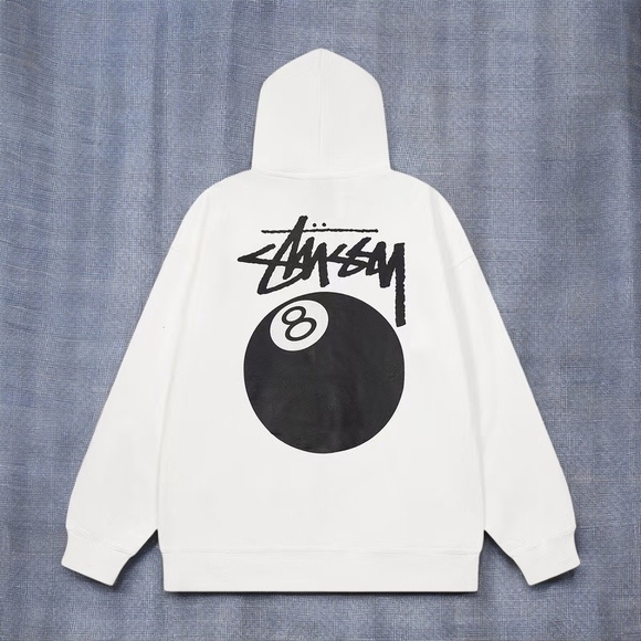 Stussy Other - Stussy White Hoodie with Black Graphic